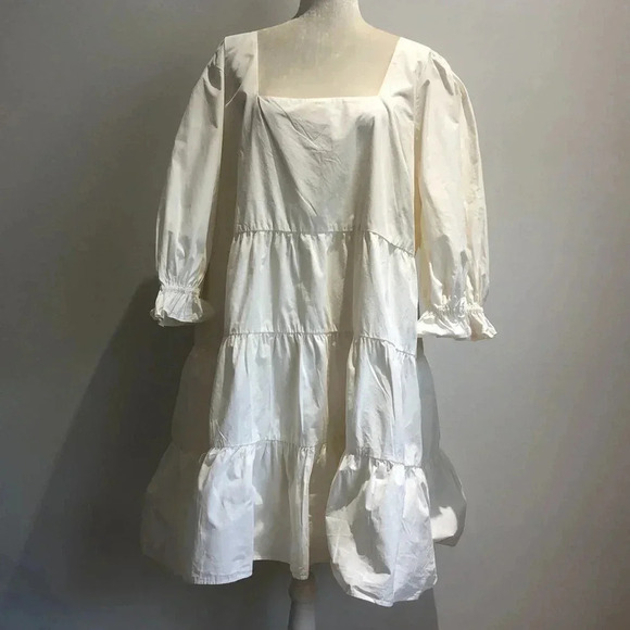 Madewell Poplin Lizzie babydoll dress ivory 20W New with Tags - Picture 3 of 10